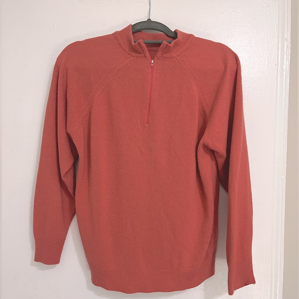 Deep Coral Quarter Zip Sweater